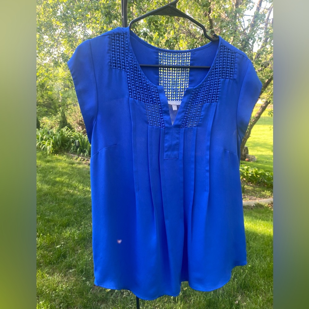 Danielrainn Women’s Capped Sleeve Blouse US Size M Cobalt Blue